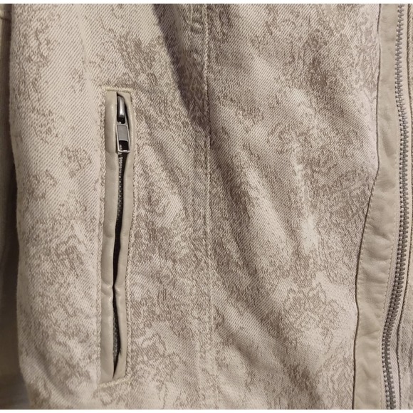 Free People Tan Brocade Vegan Leather Moto Jacket Size 6 - Picture 4 of 7